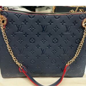 Navy Blue Monogram Chain Bag